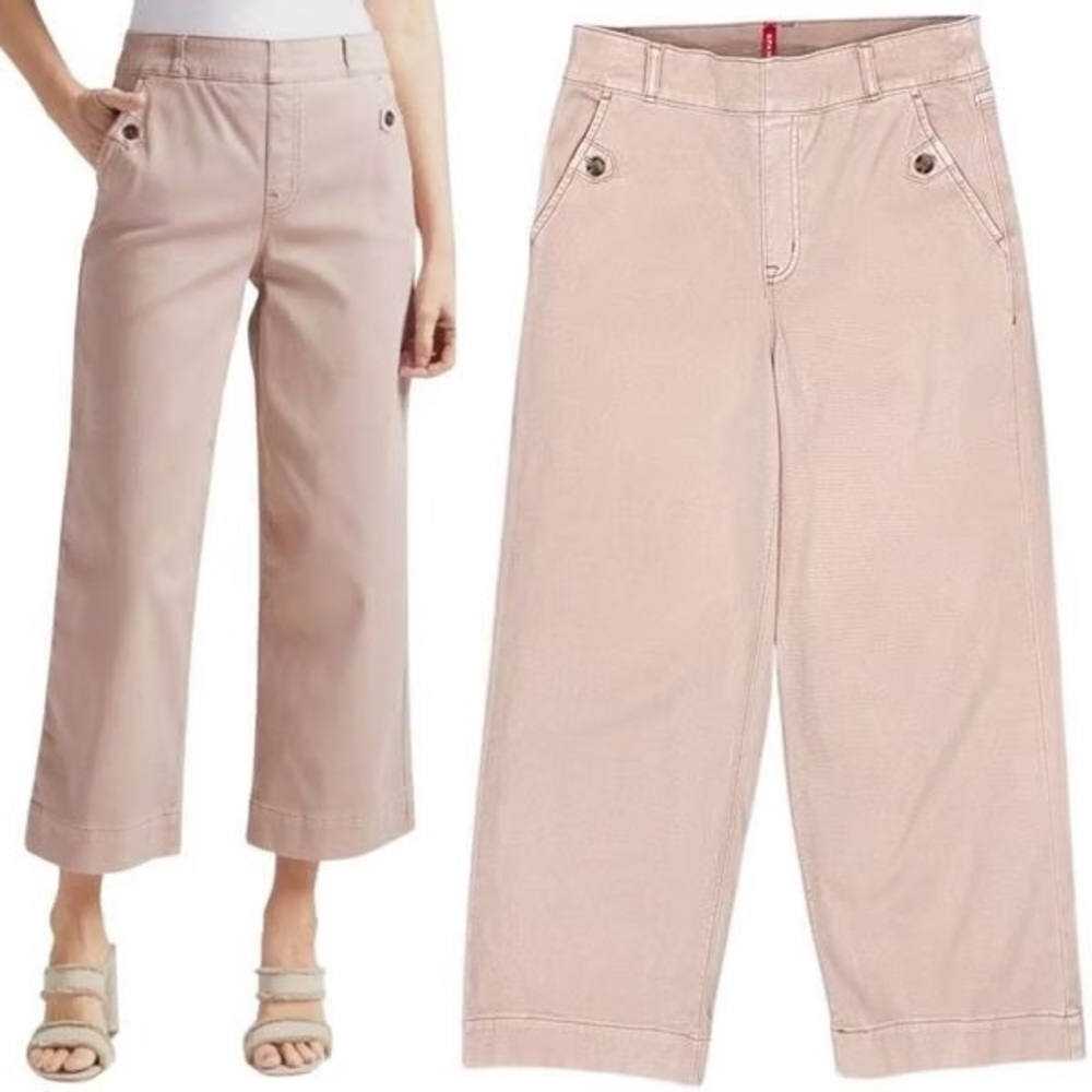 Spanx Beige Wide-Leg Cropped Pants